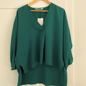 NWT Zara oversized green blouse